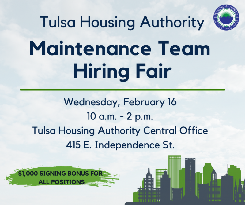 Tulsa Housing Authority Maintenance Team Hiring Fair Tulsa Housing